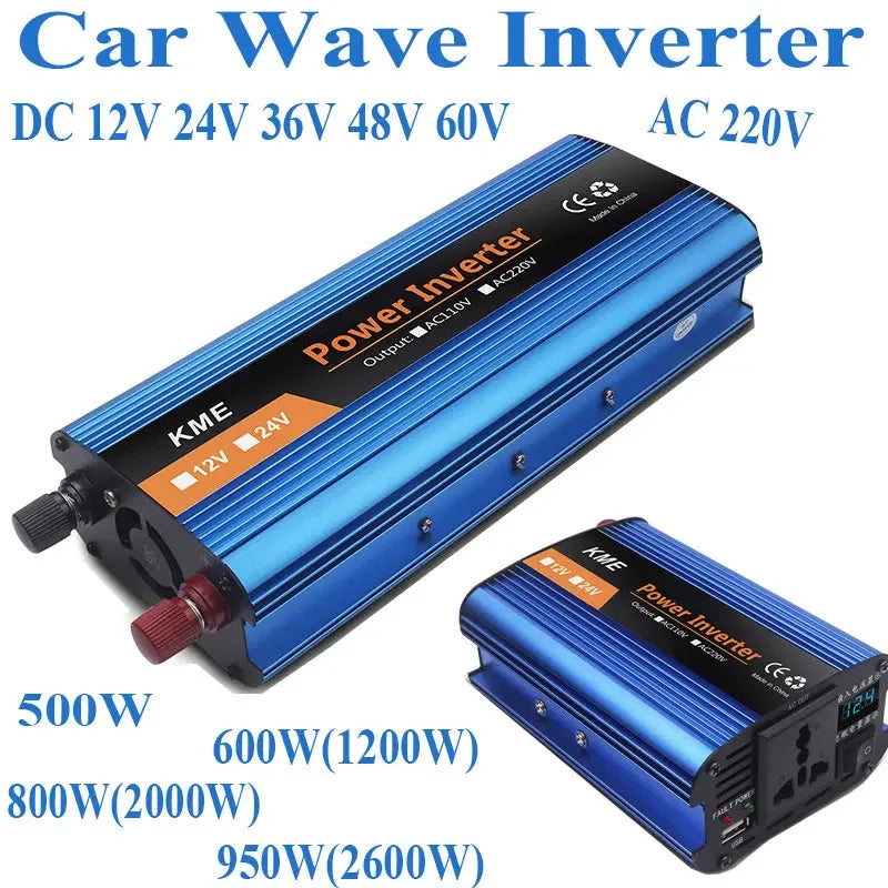 Car Wave Inverter DC 12 V Volt 24V 36V 48V 60V To AC 220V 500W 1200W 2000W 2600W Power Bank Converter Solar Correction Wave Oasis Select 12V 500W 220V