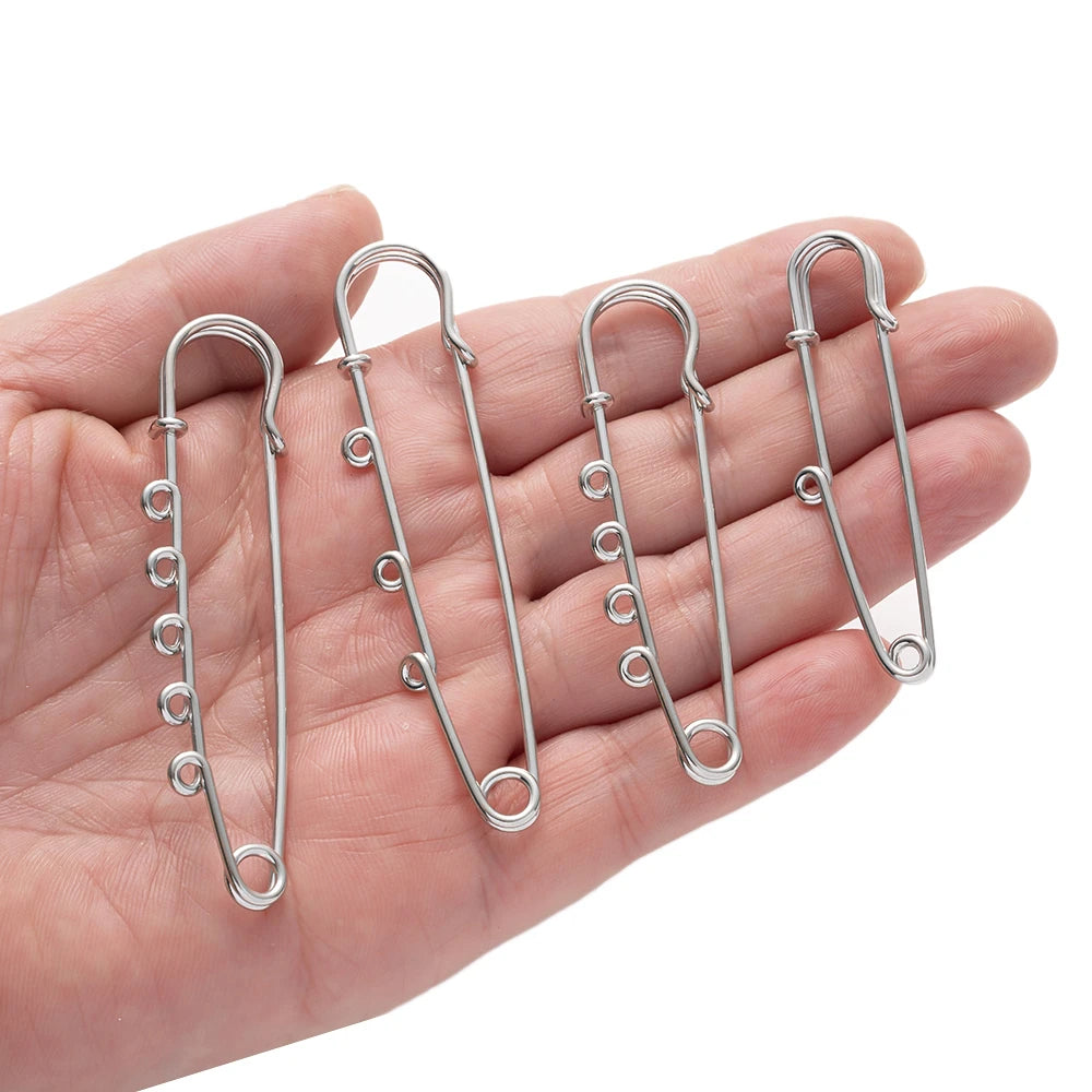 10pcs Heavy Duty Safety Pin Charms with 1/2/3/4/5 Loops for DIY Garment Blanket Skirts Knitted Fabric Brooch Crafts Jewelry Make Oasis Select