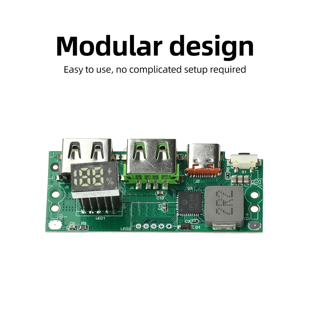 IP5356 PD QC Fast Charging Module with Digital Display for 3.7V Lithium Battery Power Banks DIY Project Oasis Select