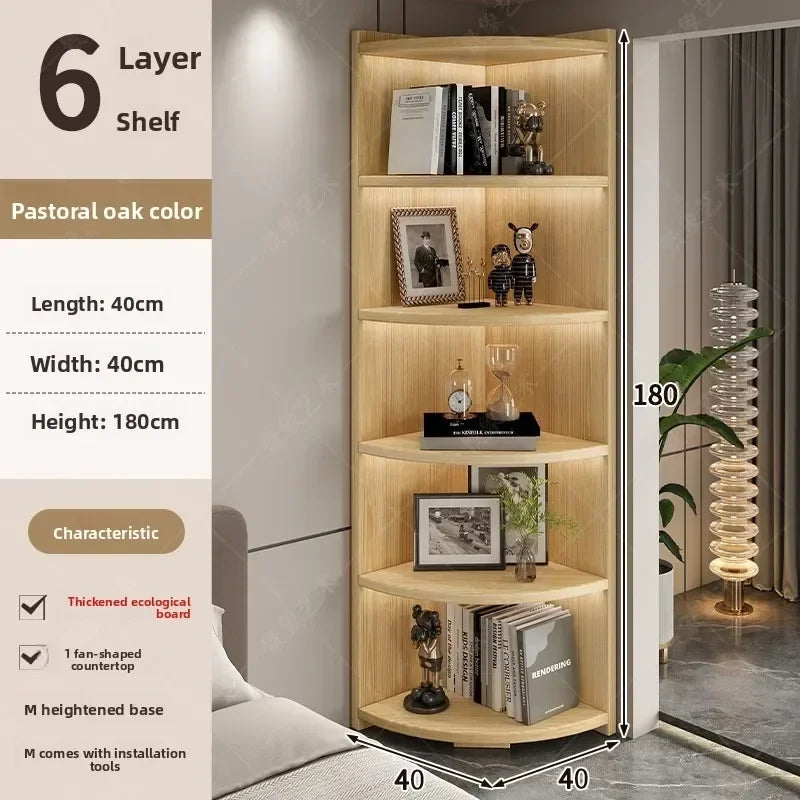Multi-functional Household Goods Corner Cabinet Multi-layer Floor Storage Display Cabinet Fan Shelf Small Solid Wood Bookshelf Oasis Select 6-TYXM-40x180
