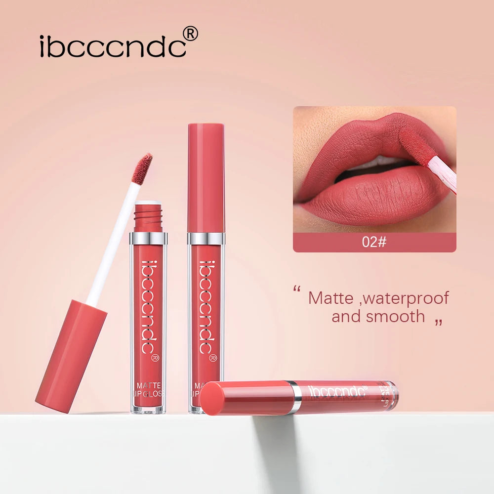12 Color Matte Velvet Lip Gloss Waterproof Long-lasting Liquid Lipstick Cosmetic Beauty Keep 12 Hours Moist Lip Gloss Makeup Oasis Select