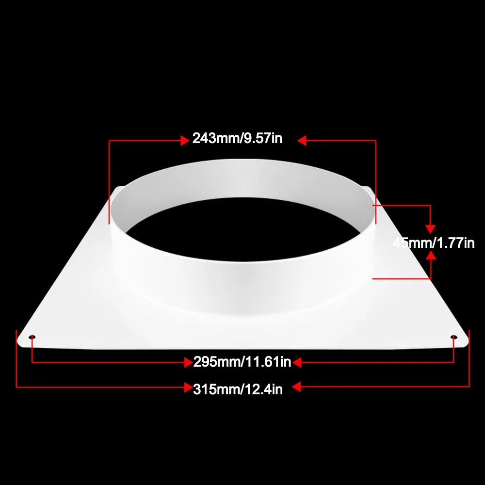 High Quality Plastic Vent Pipe Adapter Flange Connector Wall-mounted Square To Round Flange Interface Exhaust Pipe Joint Oasis Select White-250mm