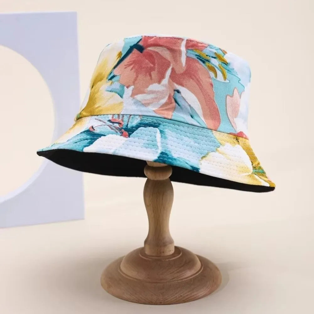 Unisex Design Reversible Brushed Printed Hat Bucket Style Printed Bucket Hat Beach Sun Protect Hat Outdoor Travel Oasis Select