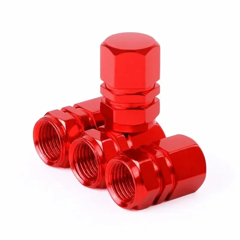4/8Pcs Universal Premium Aluminum Car Tyre Air Valve Caps Bicycle Tire Valve Cap Car Wheel Styling Red Black Blue Silver Gold Oasis Select red 4pcs