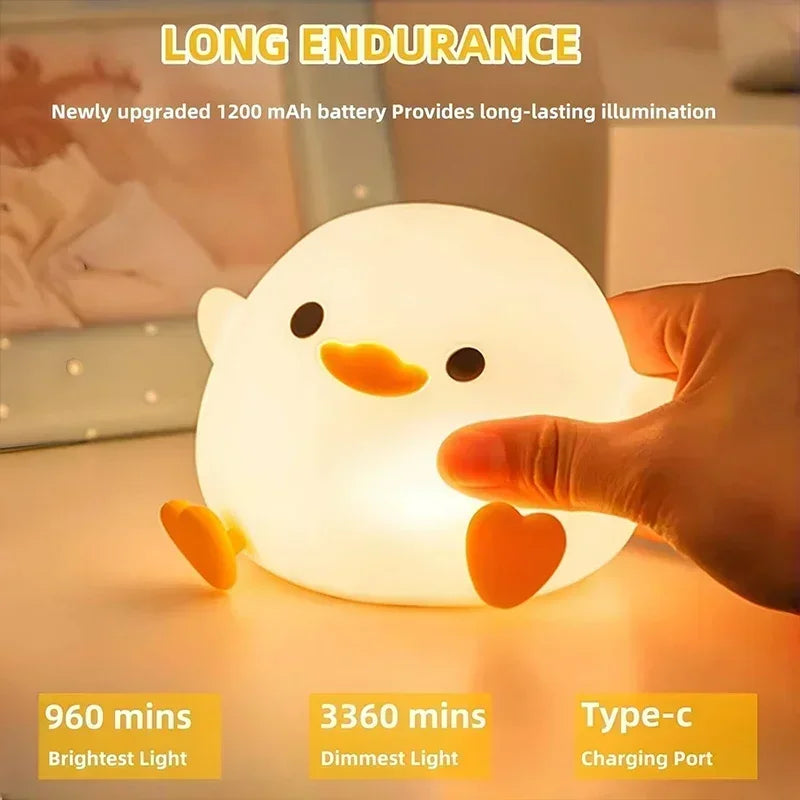DoDo Duck Night Light, Cute Duck Lamp, Rechargeable Dimmable Nightlight, Silicone LED Bedside Lamp Nursery Touch-Sensitive Oasis Select