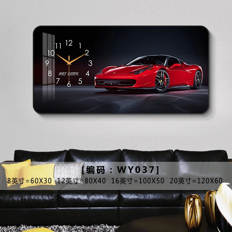 Car Clock Living Room Creative E-sports Room Silent Clock Auto Repair Beauty Shop Personality Art Decorative Painting Wall Clock Oasis Select WY037 80cm x 40cm