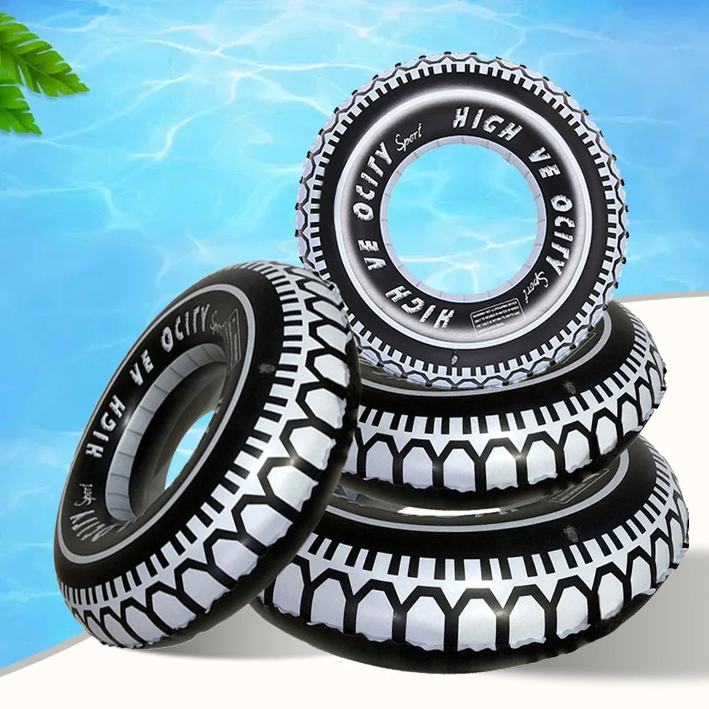Black Tire Swimming Ring Reusable Inflatable Pool Float for Teen Kids Thickened Swim Ring Tube Swimming Circle Float Beach Toy Oasis Select