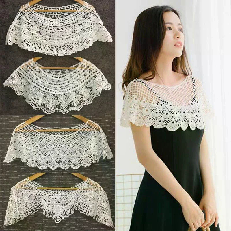 Women Knit Hollow Out Shawl Wrap Wedding Bridal Evening Dress Lace Shawl Wedding Sunflower Lace Scarf Shrug Cape Poncho Oasis Select