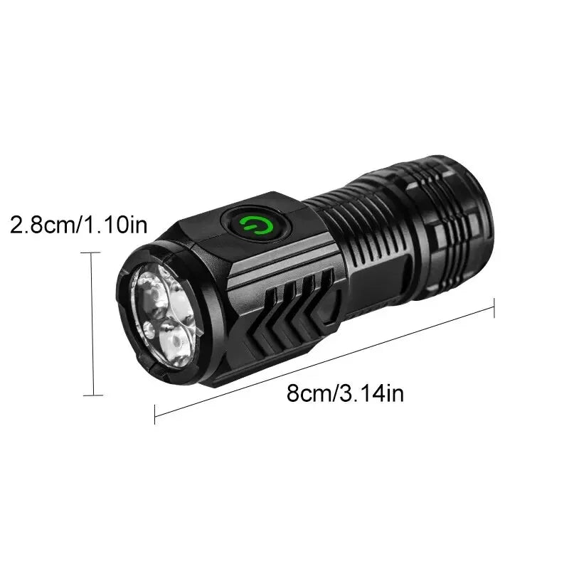 ZHIYU Mini Tactical Flashlight | 3 LED Rechargeable Torch
