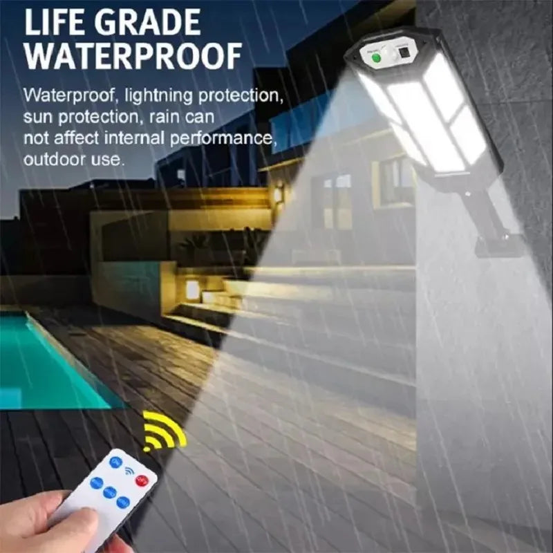 Newest 6000lm Outdoor Solar LED Lamp Super Bright Solar Street Light With Motion Sensor Remote Control Garden Lights Waterproof Oasis Select