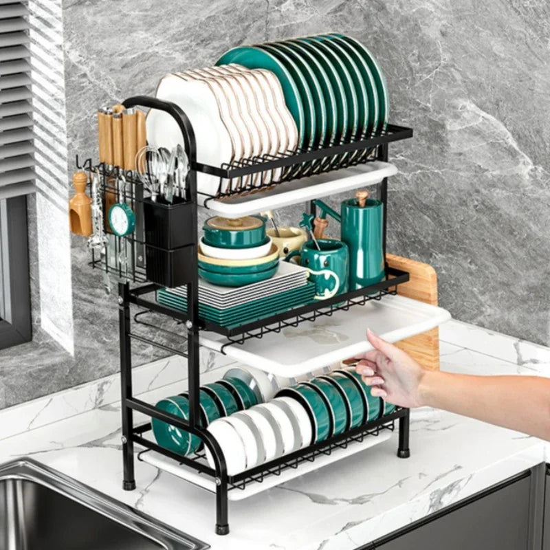 Kitchen Dish Storage Rack Pull Dish Water Filter Rack Countertop Multifunctional Dish Rack Dish and Chopsticks Drain Rack Oasis Select