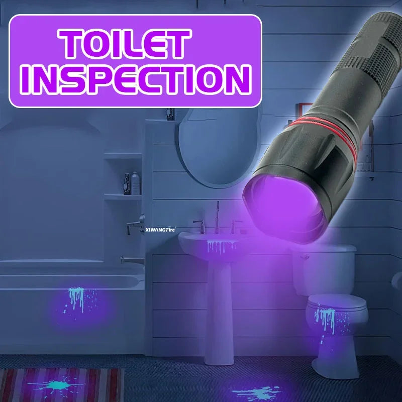 395nm LED UV Flashlight Rechargeable Zoomable Torch Light for Pet Urine Stain Detector Tools Lantern Money Fluorescer Detector Oasis Select