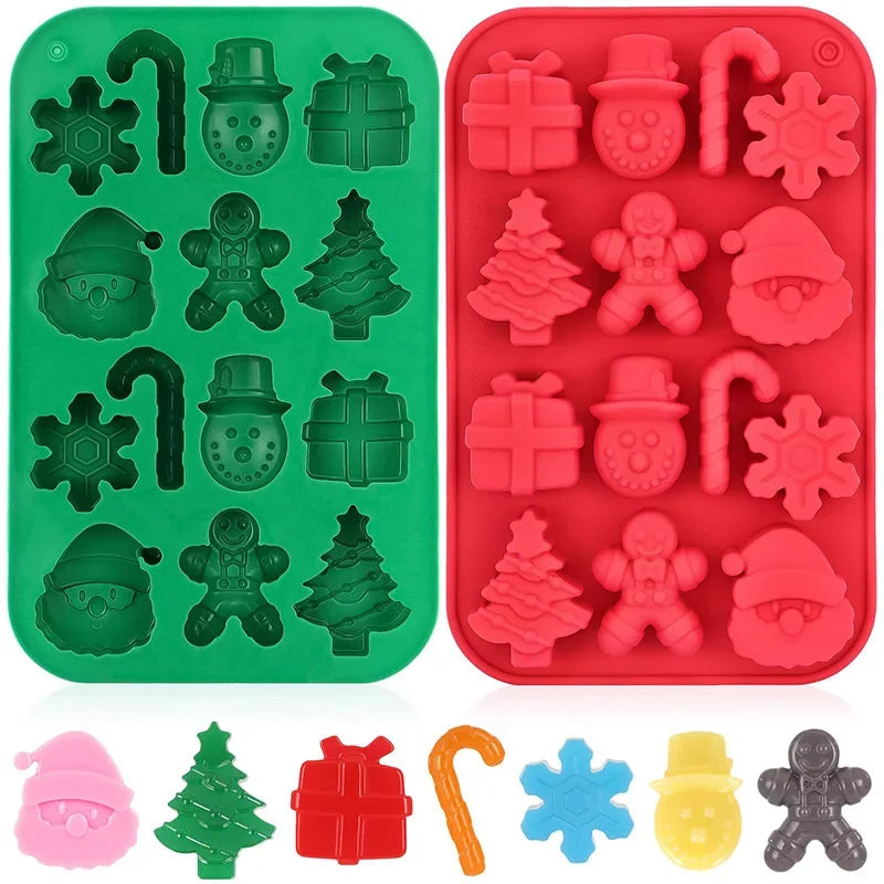 Christmas Silicone Chocolate Molds Candy Baking Moulds Handmade Snowflake Snowman Xmas Tree Gingerbread Man Santa Claus Mold Oasis Select 1pcs Red
