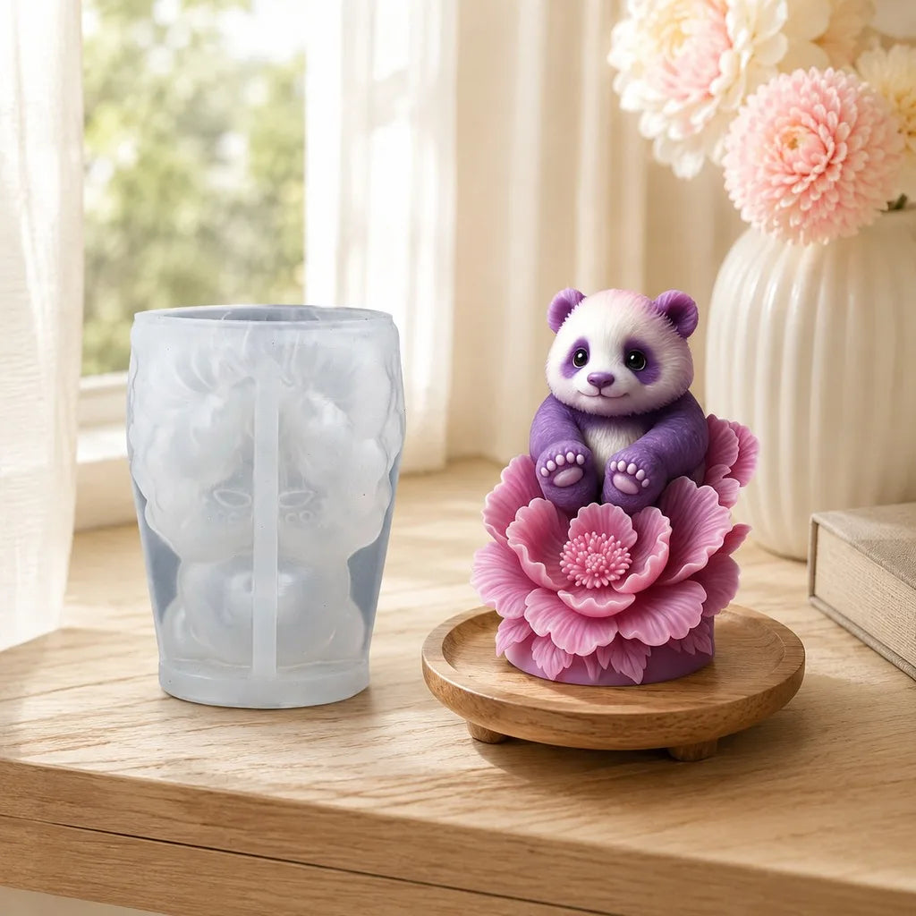 3D Panda Peony Silicone Candle Mold | Food-Grade DIY Craft