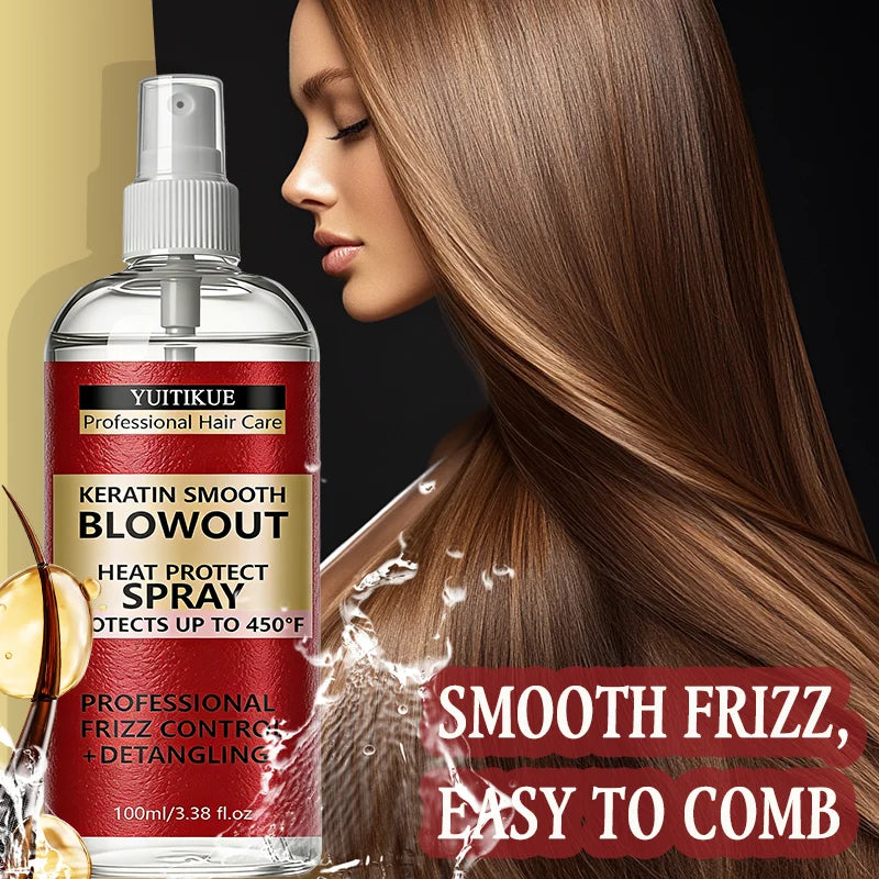 YUITIKUE Keratin Heat Protect Spray – 450°F Frizz Control