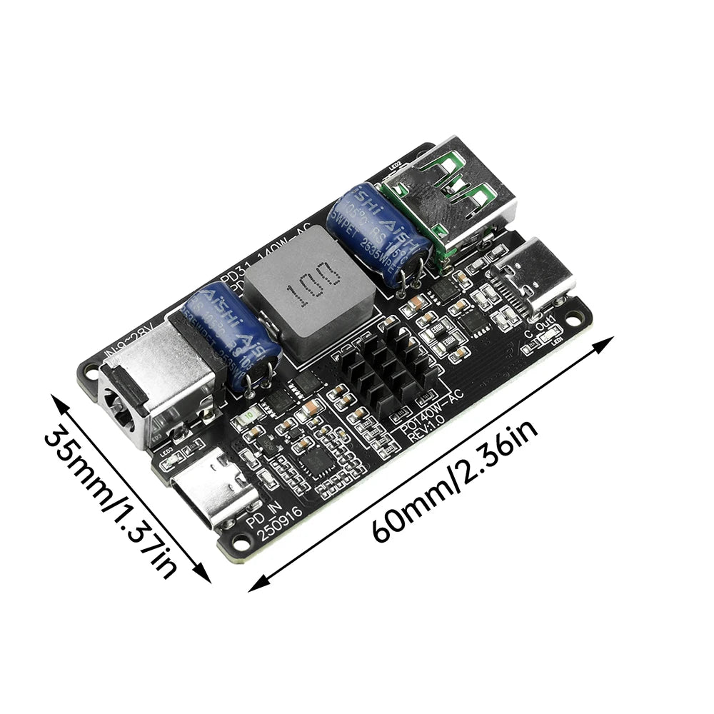 PD 140W High-power DC Buck Dual Port Fast Charging Module Type-C USB Charger Full Protocol Fast Charging PD3.1 QC3.0 QC4 QC4+ Oasis Select