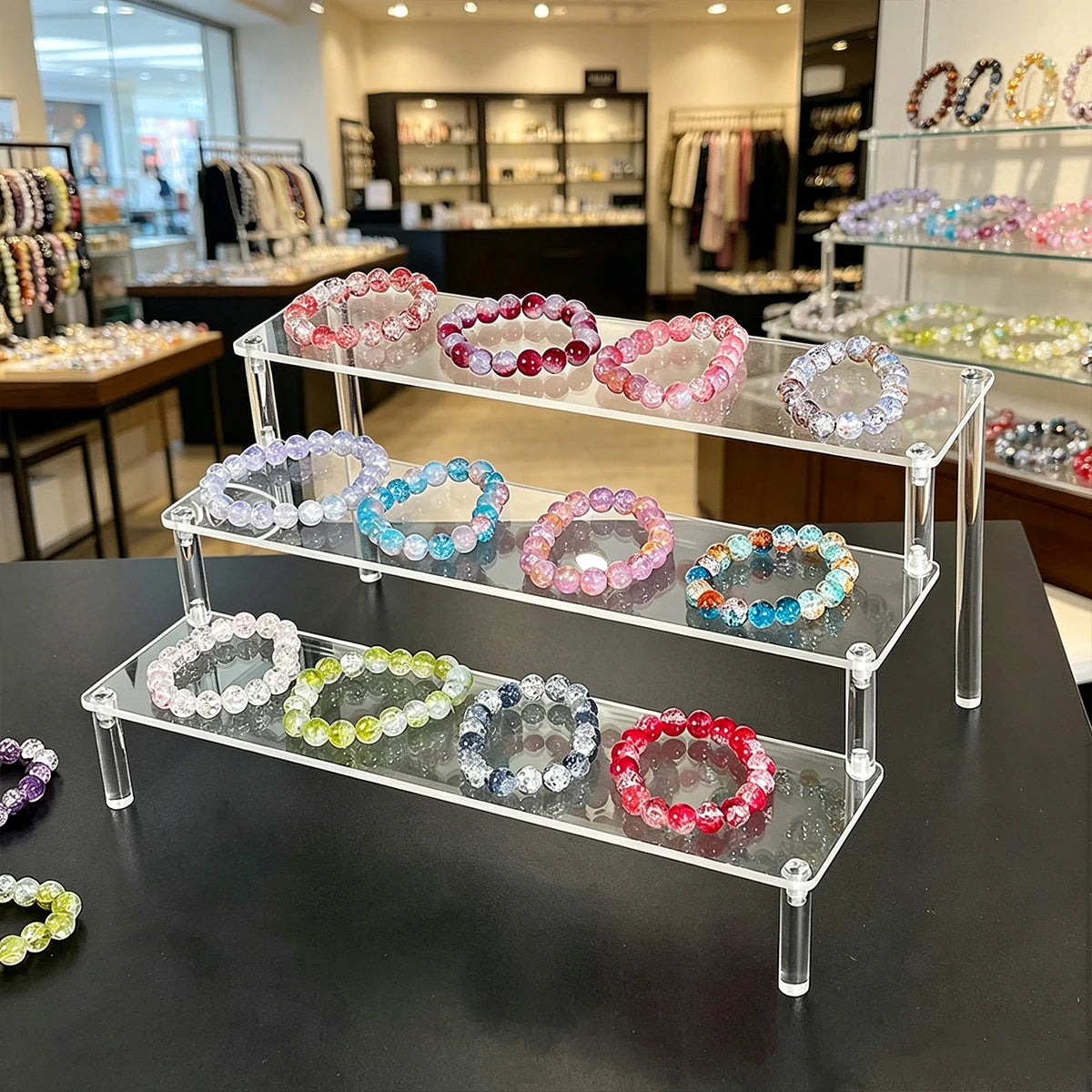 1pc Bracelet Jewelry Acrylic Display Stand Transparent/Black Jewelry Storage Stand Dressing Table Display Stand Store Stand Oasis Select