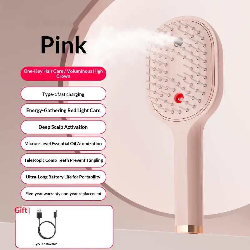 Electric Steam Spray Hair Brush | USB-C Anti-Frizz Styling Comb