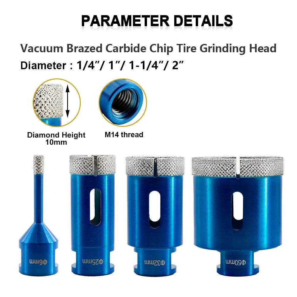 JUSTINLAU Dry Diamond Drilling Core Ceramic Tile Hole Saw Cutter Granite Marble Drill Bits Tiles Crowns with M14 Thread Opener Oasis Select