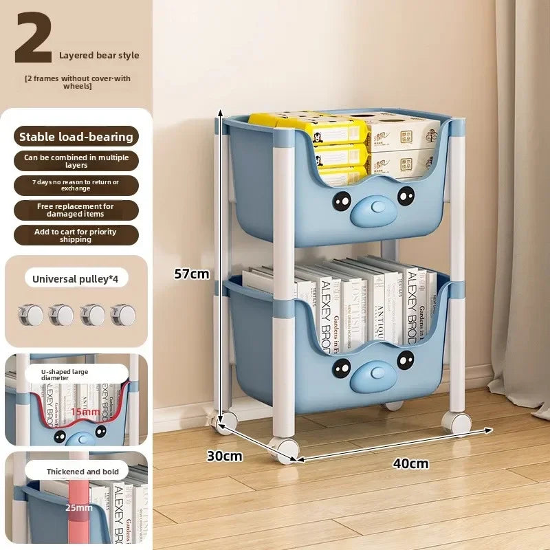 Multi-functional Children's bookshelf storage rack Living room floor-to-ceiling multi-layer snack rack trolley Oasis Select Bear 2