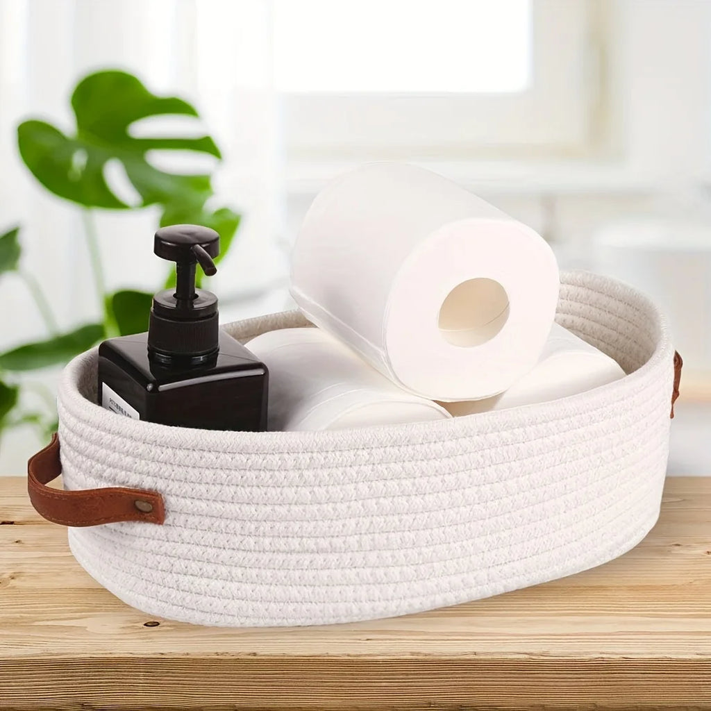 2pcs Oval Handle Bathroom Storage Basket Storage Basket Clothes Storage Box, Layered Finishing Box for Clothes and Pants Oasis Select