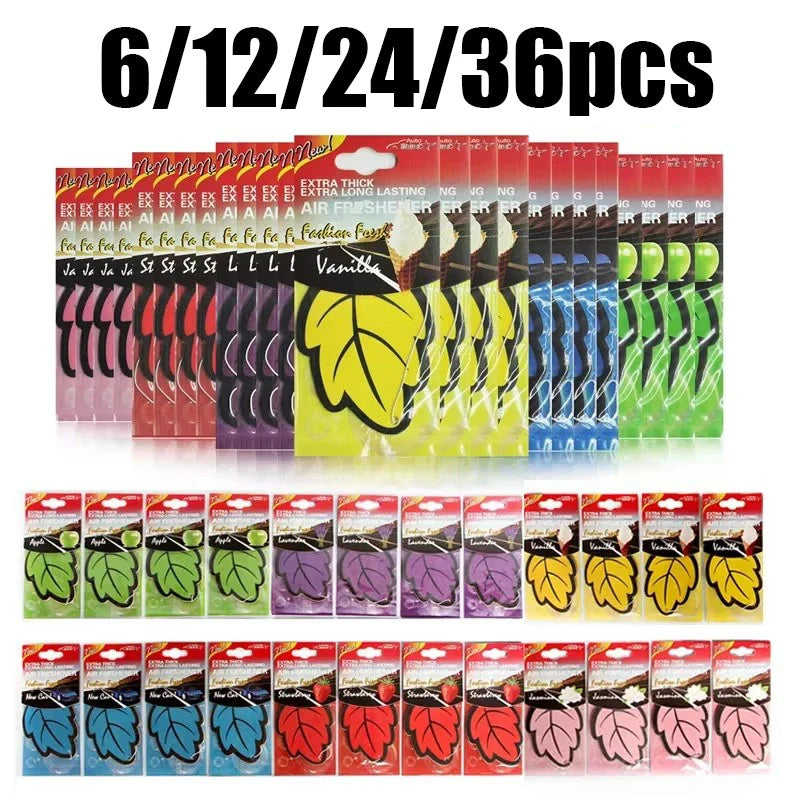 6/12/24/36pcs Mix Car Air Freshener Natural Scented Tea Paper Auto Hanging Perfume Fragrance Leaf Shape Car Accessories Oasis Select