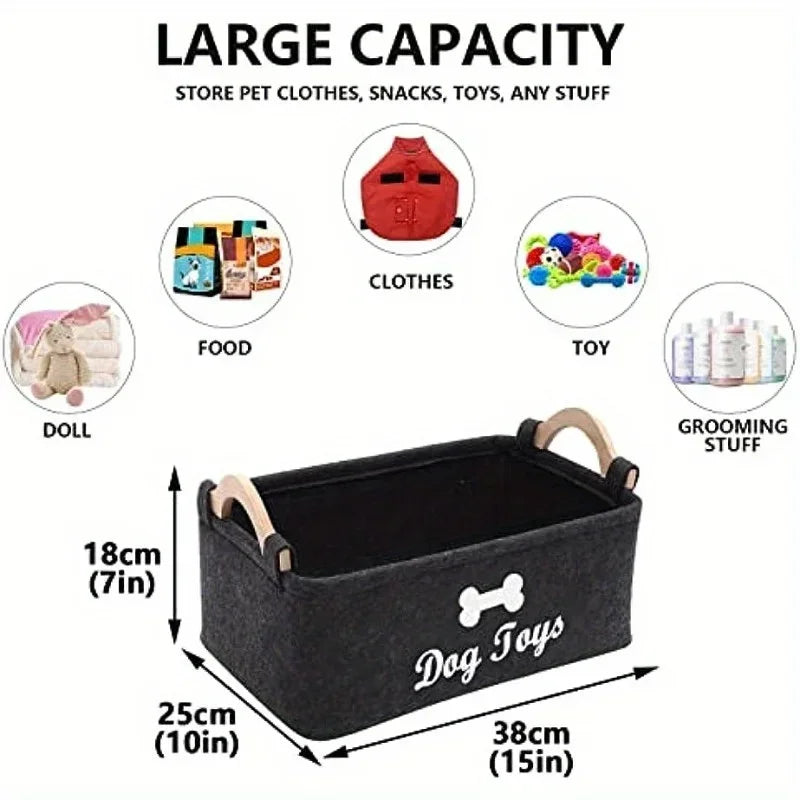 Felt Pet Toy Box – Dog Storage Basket & Chest Organizer