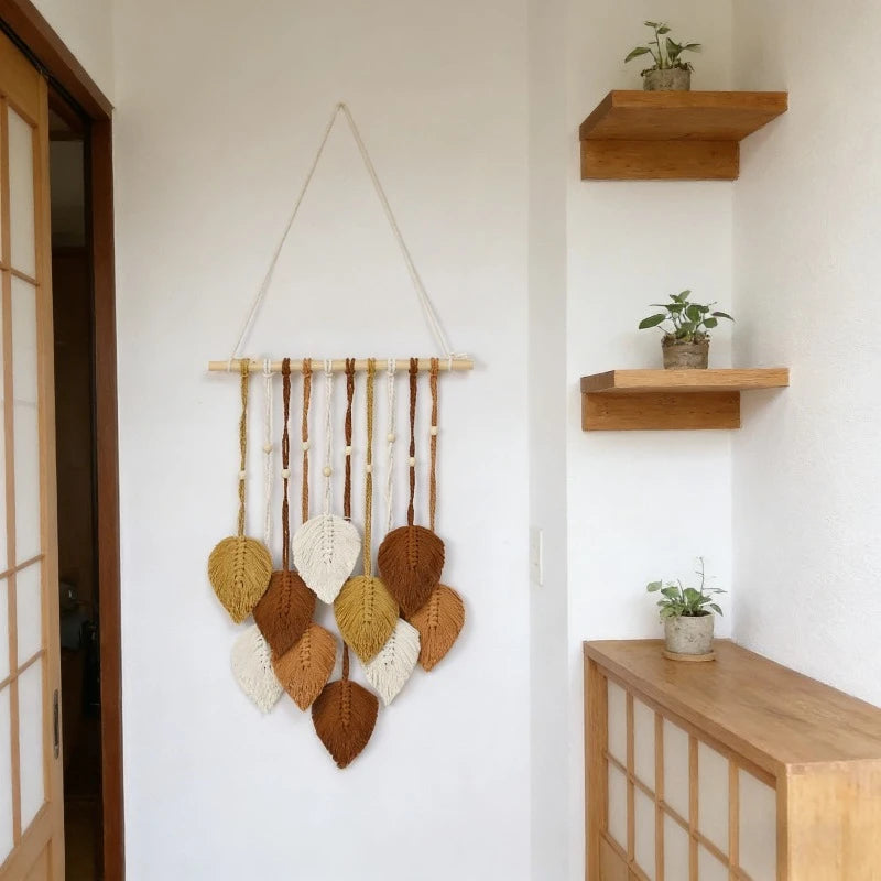 1 Piece Macrame Leaf Garland Jungle Nursery Decor Green Theme Classroom Room Decoration Mothers Day Gift Boho Style Oasis Select