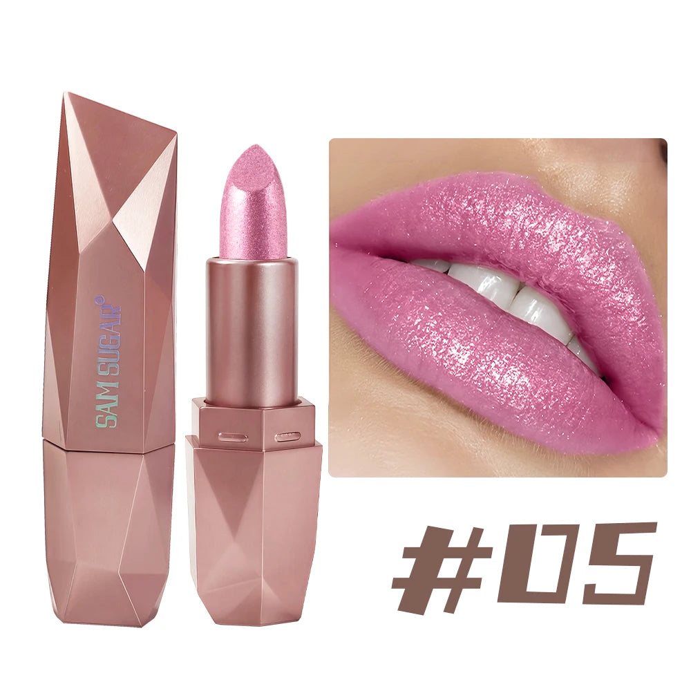 SAM SUGAR Diamond Glitter Lipstick – Metallic Pearlescent Shine