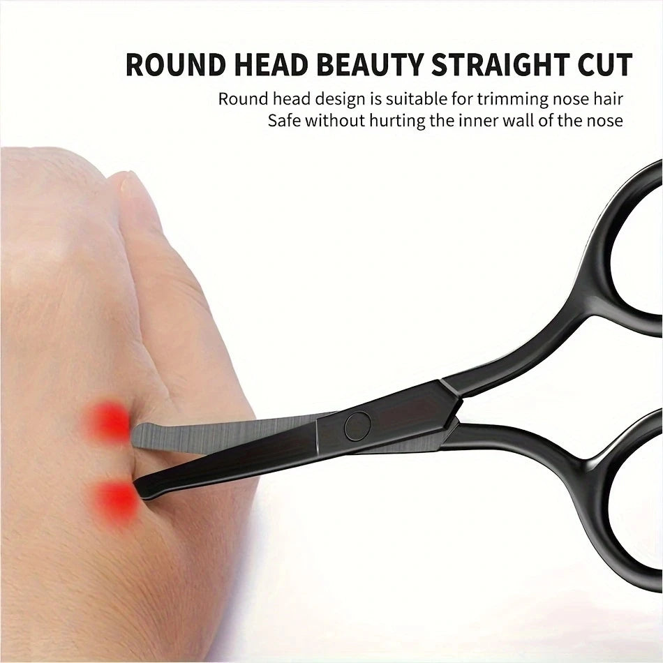 Round-Tip Safety Nose Hair Scissors – Stainless Steel, Black