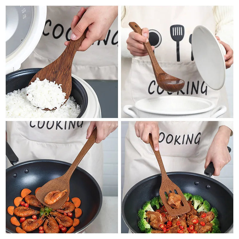 Wooden Spatula Cookware Non-Stick Cooking Spoon High Temperature Resistant Household Spatula Baking Utensil Kitchen Tools Oasis Select