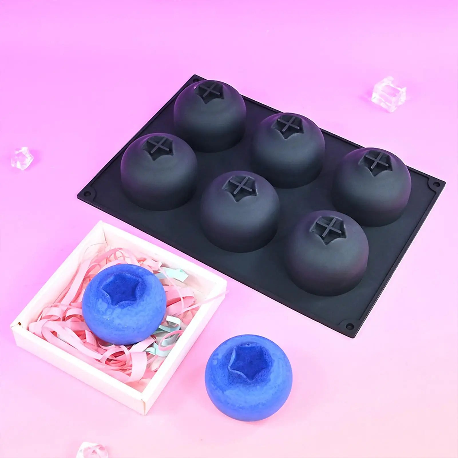 Silicone Baking Mold 6-Cavity Blueberry Food-Grade Heat Resistant Blueberry Shaped Silicone Baking Pan for Chocolate Cookie Oasis Select