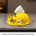 High End Ceramic Tissue Box Living Room Light Luxury Desktop Household Paper Drawer Box Study Decoration Ornament Oasis Select Yellow - Round
