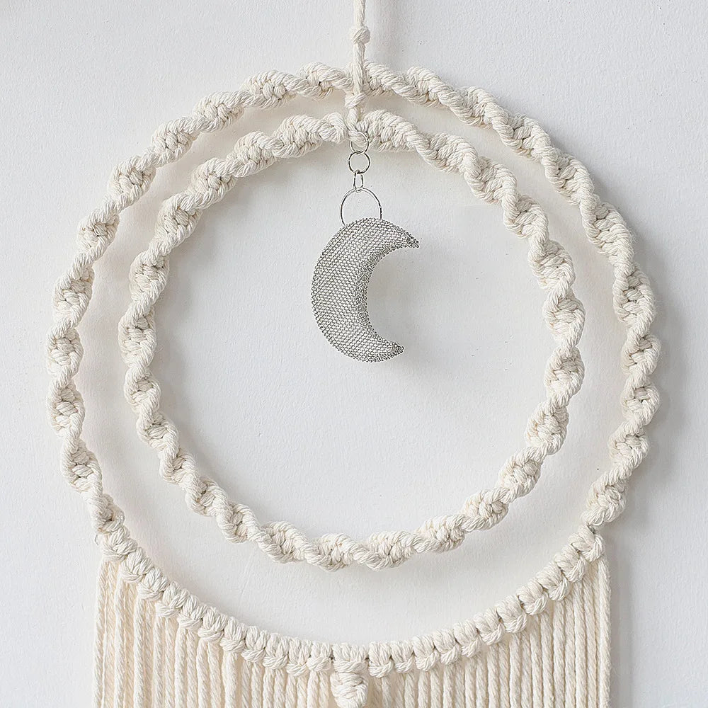 Hand-woven Cotton Wall Decoration Tapestry Half Moon Dreamcatcher Bedroom Decoration Bohemian Decor Oasis Select