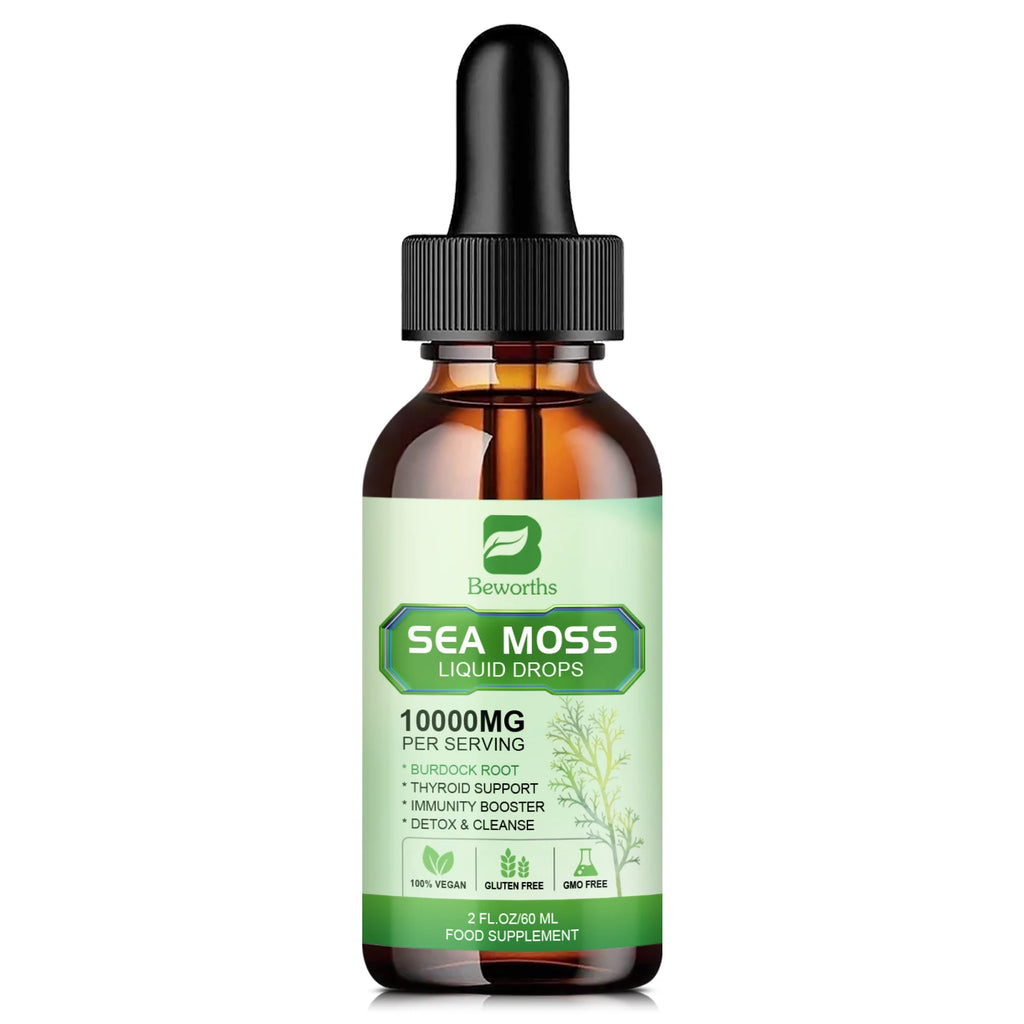 BEWORTHS Organic Seamoss Drops with Burdock Root and Spirulina Support Immunity and Gut Health, Help Digestion Weight Management Oasis Select 1bottle United States