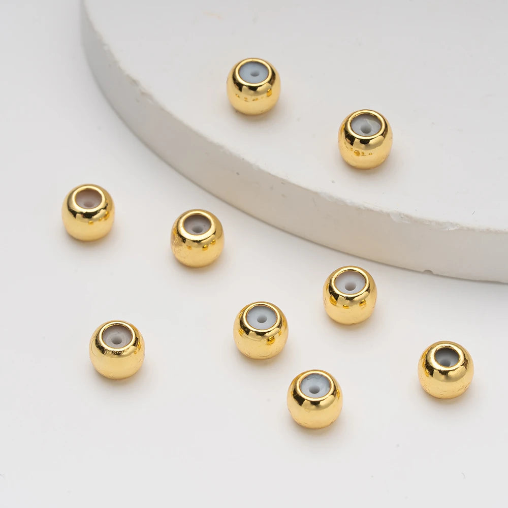 20pcs 3/4/5/6mm 18K Gold Stopper Silicone Slider Brass Beads Adjustable Positioning for DIY Jewelry Bracelet Necklace Making Oasis Select