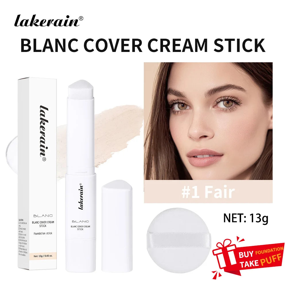 2-in-1 Color-Changing Foundation Stick Liquid Lightweight Moisturizing Brightening Foundation Color Changing For All Skin Types Oasis Select Color1with free puff