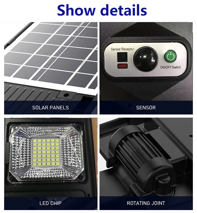Super Bright 804 LED Solar Lights Outdoor Street Lamp Sunlight 3 modes IPX68 Waterproof Garden Lighting With Smart Motion Sensor Oasis Select