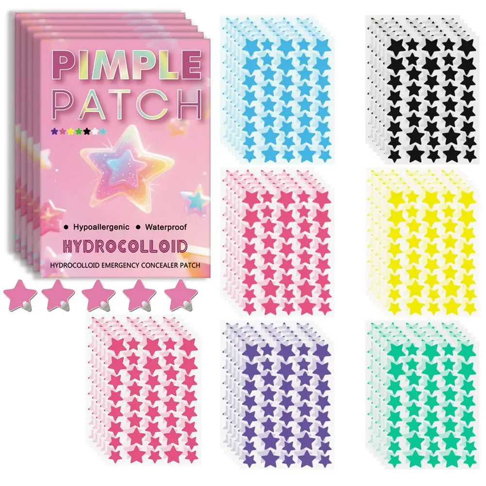Assorted Sizes Colorful Stars Hydrocolloid Pimple Patches For Covering Zits Blemishes Spots, Acne Patches Stickers 1400 Counts Oasis Select B-1400 counts