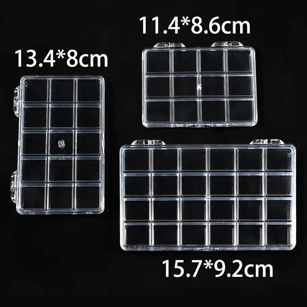 Transparent Nail Art Storage Box – 12, 15 & 24 Grid Organizer