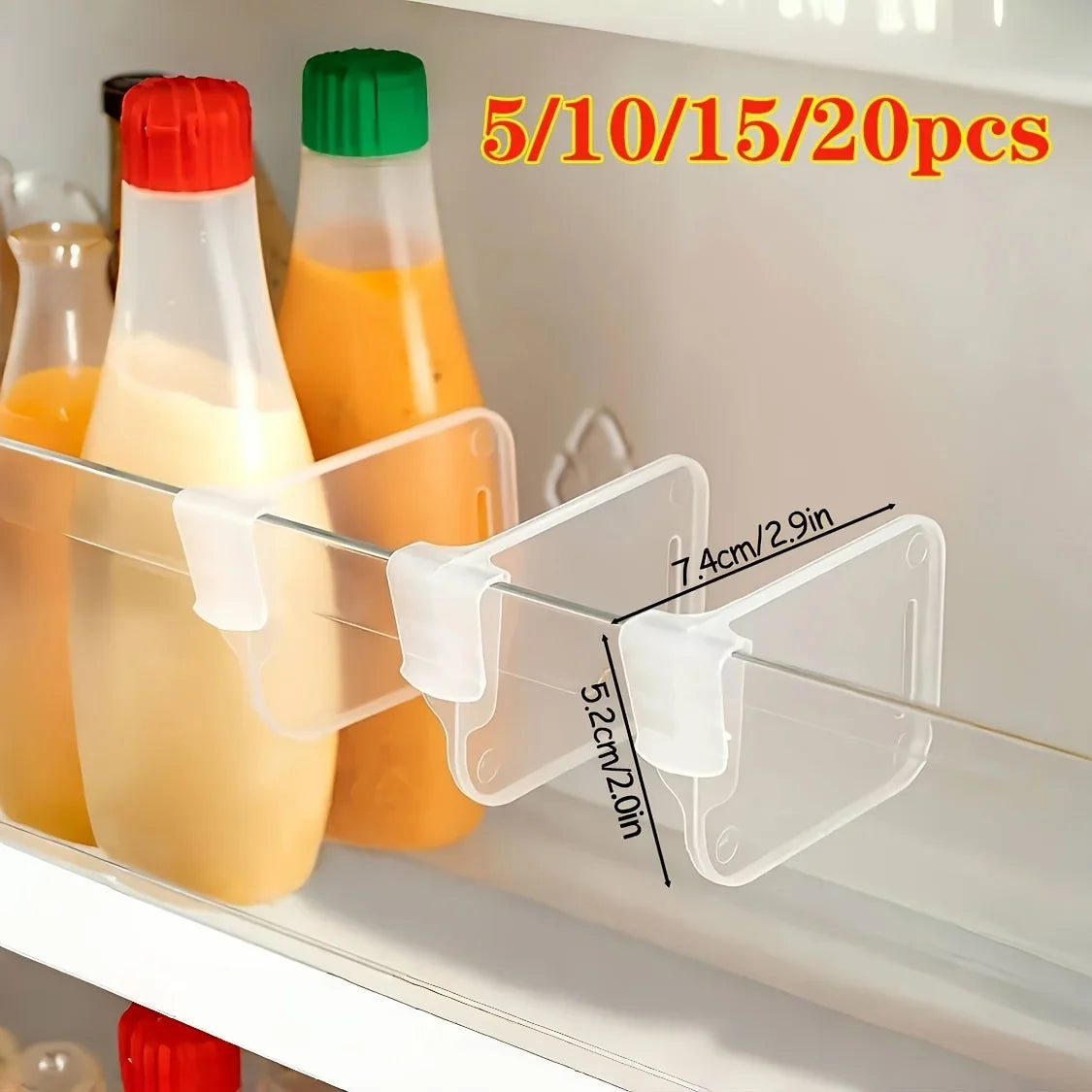 5 10 15 20PCS Sturdy Clear Refrigerator Organizer Dividers Adjustable Fridge Storage Kitchen Cabinets Space Saving Compartments Oasis Select