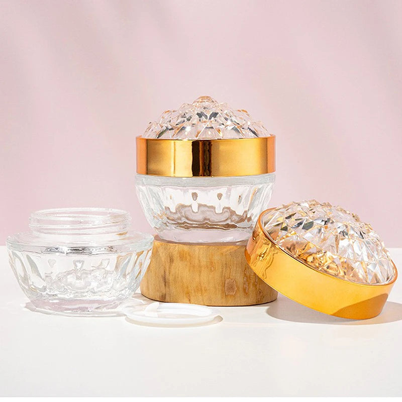 1pcs Luxury Diamond 50g Glass Face Cream Jar With Lid Acrylic Cosmetic Jar Container For Cream Lotion Jars Travel Lotion Bottle Oasis Select
