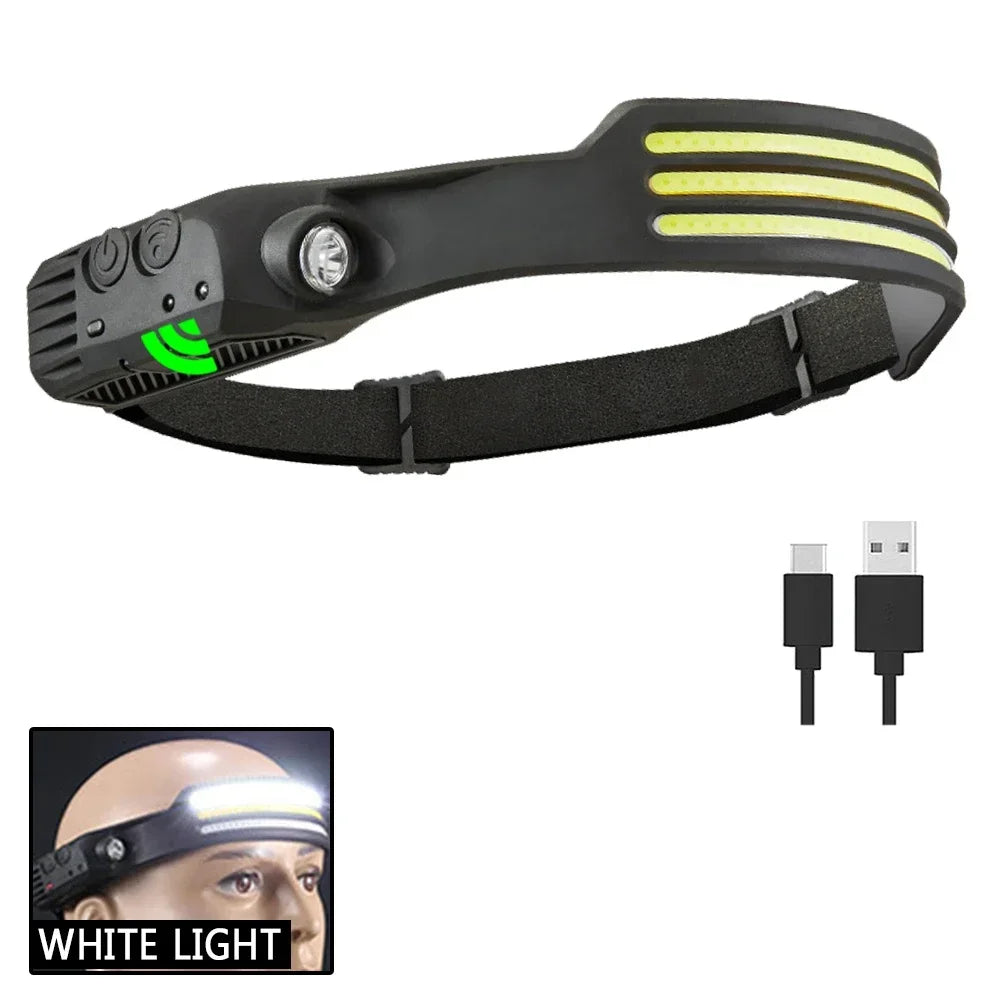 LED COB Sensor Floodlight Rechargeable Working Light Headlamp Emergency Light Outdoor Waterproof Camping Fishing Flashlight Oasis Select C-1PCS