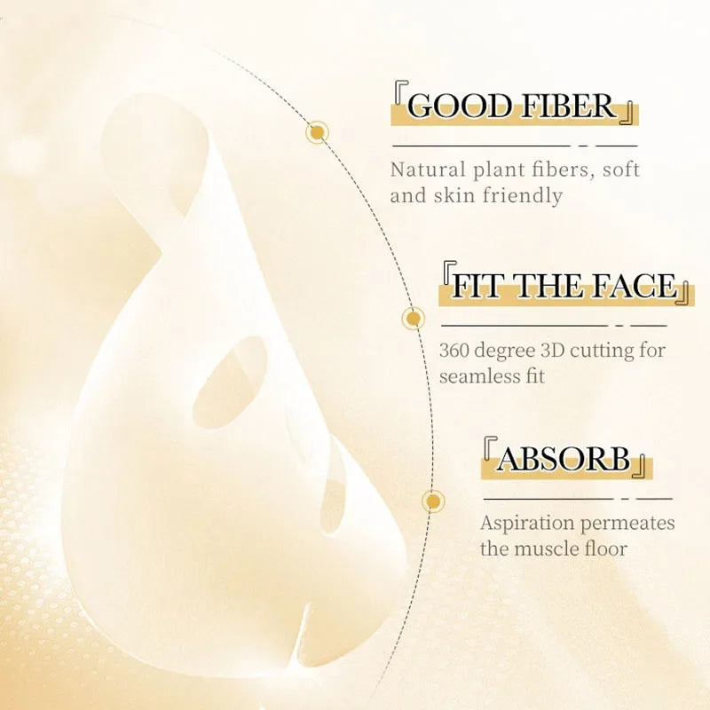 Sadoer 24K Gold Vitamin C & Hyaluronic Acid Face Mask 10-Pc Facial Sheet Mask Oasis Select