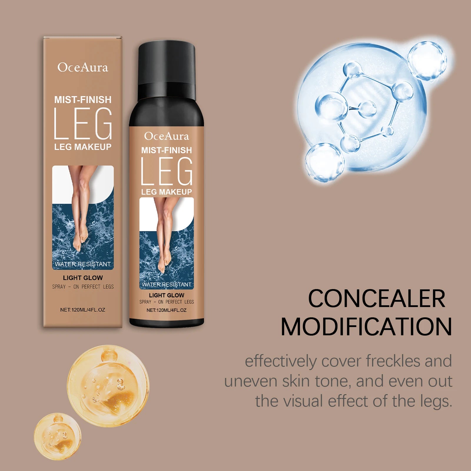 Bronze Leg Makeup Liquid Concealer Even Skin Tone Lasting Moisturizing Body Foundation Cover Tattoo Blemish Fake Tanning Spray Oasis Select