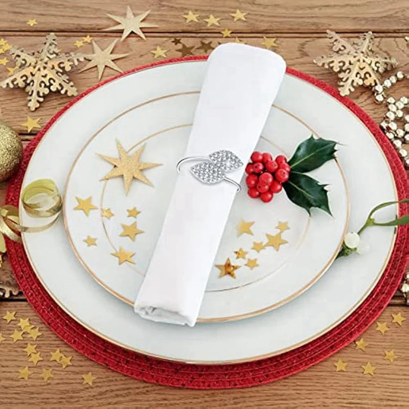 100Pcs Napkin Rings,Leaves Napkin Holders Rhinestone Napkin Buckle For Wedding Party Festival Dinner Table Decoration Durable B Oasis Select