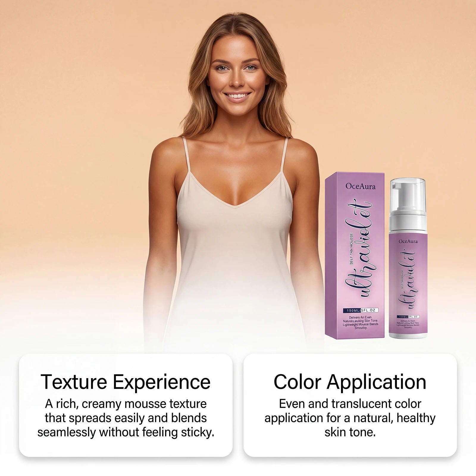 Self Tan Mousse Sunless Tanning Foam Natural Bronzing Sunless Tanner for Body Instant Glow Moisturizing Foam Help Darken Glowing Oasis Select