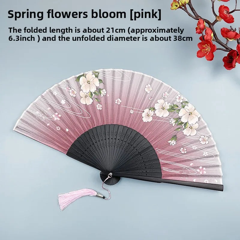 6-inch Portable Folding Fan Chinese-style Peony Flower Fan Summer Folding Craft Fan Oasis Select 13