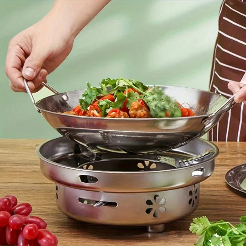 1Pc Stainless Steel Honeycomb Non-stick Skillet with 2 Handles Thickened Scratch-resistant Pot for Cooking Pasta Ramen Porridge Oasis Select