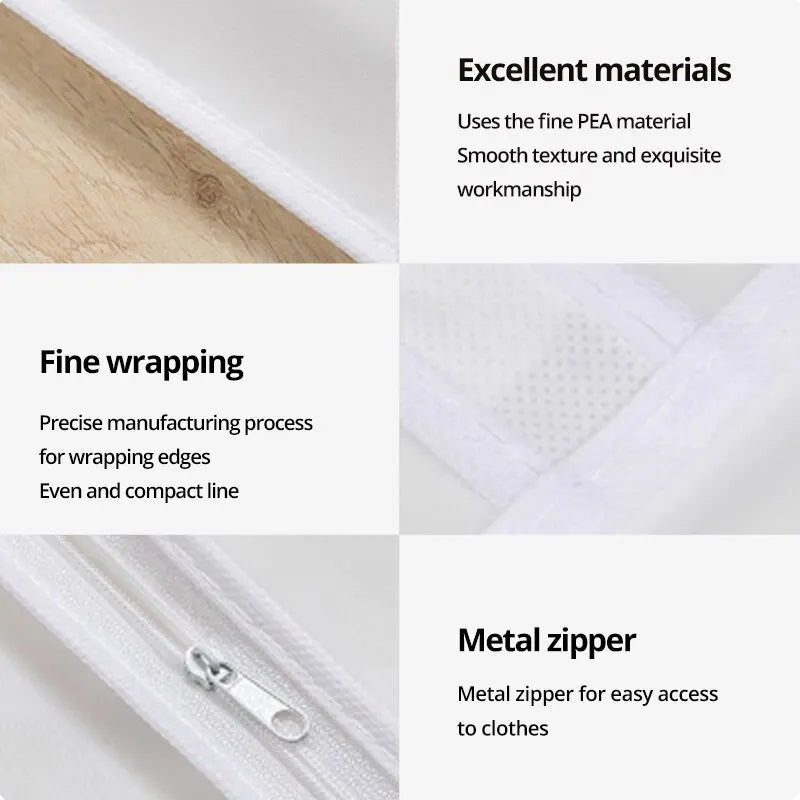 3/6pcs Moth Proof Garment Bags with Zip Washable Dust-Resistant Hanging Cover for Coats Wedding Dresses Closet Storage Organizer Oasis Select